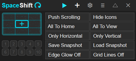 The SpaceShift control panel
